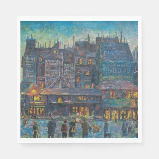 パリ通りライトアップフランスのナイトアート スタンダードランチョンナプキン (正面)