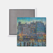 パリ通りライトアップフランスのナイトアート マグネット (正面/裏面)