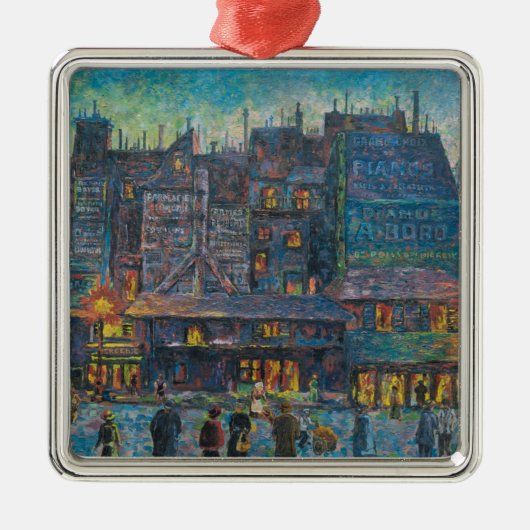 パリ通りライトアップフランスのナイトアート メタルオーナメント (正面)