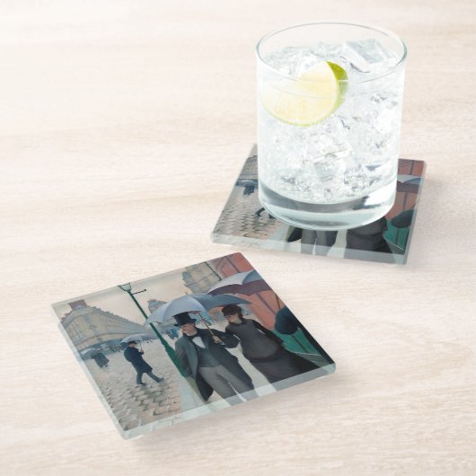 パリ通りレインデイバイグスターブカイルボッテ ガラスコースター (アングル)