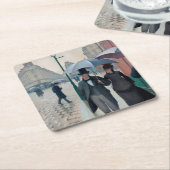 パリ通りレインデイバイグスターブカイルボッテ スクエアペーパーコースター (アングル)