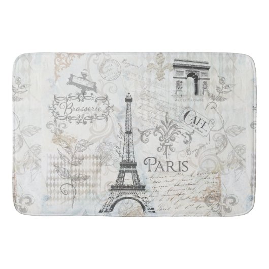パリ都市コラージュのデザインのバス・マットのフランス人の装飾 バスマット (正面)