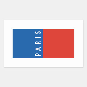 パリ都市旗のフランスの国の文字の名前 長方形シール