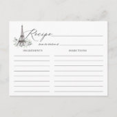 パリ開花エッフェルタワーブライダルシャワーレシピカード ポストカード (正面)