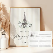 パリ開花エッフェルタワーブライダルシャワーレシピカード ポストカード