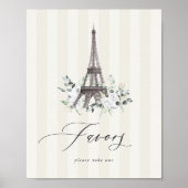 パリ開花ブライダルシャワーお気に入りテーブルサイン ポスター (正面)