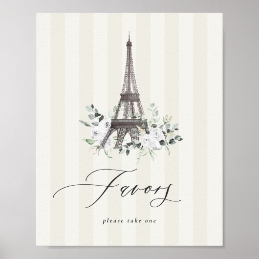 パリ開花ブライダルシャワーお気に入りテーブルサイン ポスター (正面)