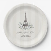 パリ開花 | フローラエッフェルタワーブライダルシャワー ペーパープレート (正面)