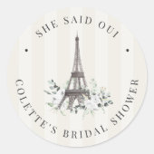 パリ開花 | フローラエッフェルタワーブライダルシャワー ラウンドシール (正面)