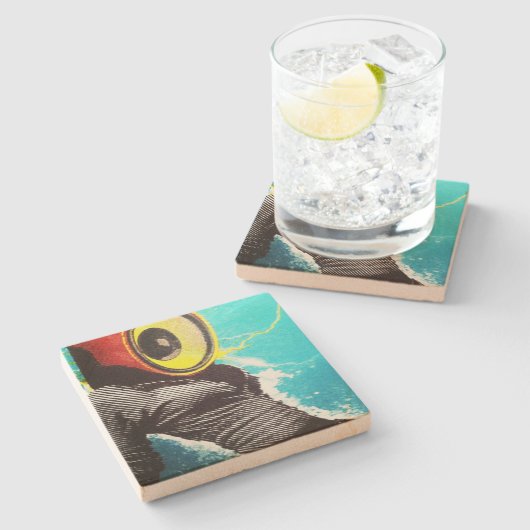 "パリ電気"は砂岩です ストーンコースター (横)