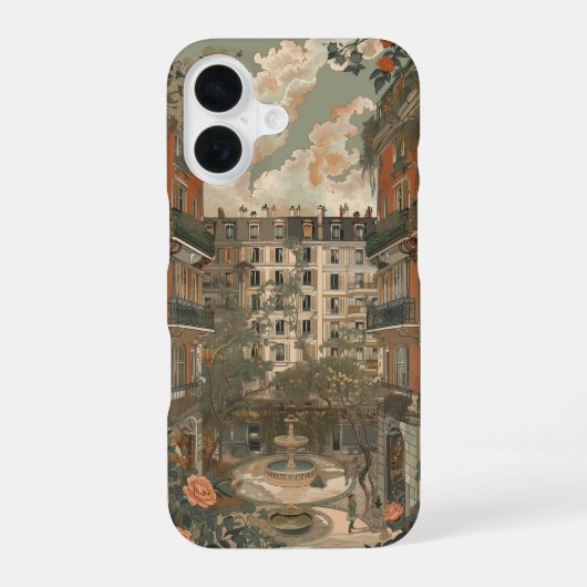 パリ風の庭園広場 iPhone 16ケース (裏面)