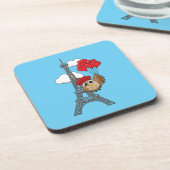 パリ飛んでいるでハートバルーン付きフクロウ コースター (左側)