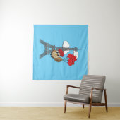 パリ飛んでいるでハートバルーン付きフクロウ タペストリー (インサイチュ(横))