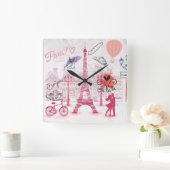 パリ魔法 スクエア壁時計 (ホーム)