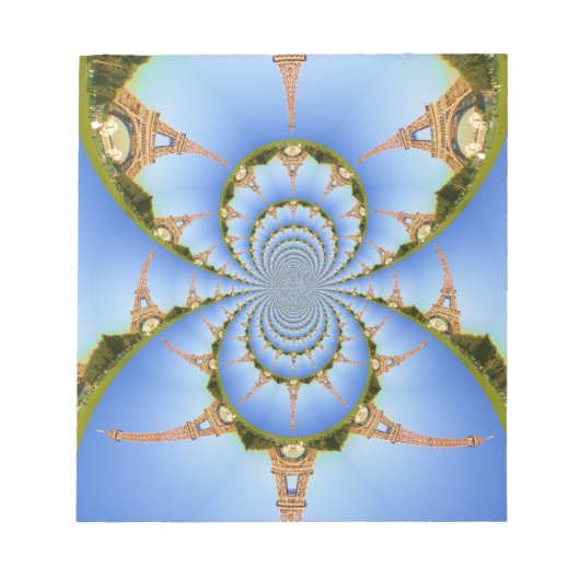 パリ魔法:幾何学的エッフェルタワーデザイン ノートパッド (正面)