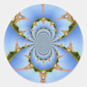 パリ魔法:幾何学的エッフェルタワーデザイン ラウンドシール (正面)