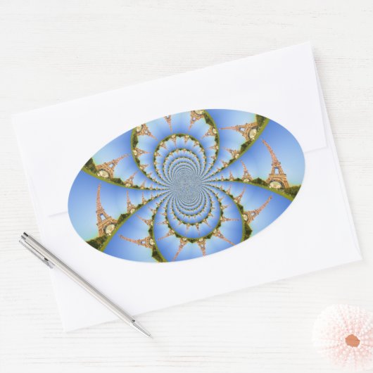 パリ魔法:幾何学的エッフェルタワーデザイン 楕円形シール (封筒)
