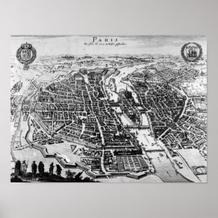 パリ1620年の地図 ポスター