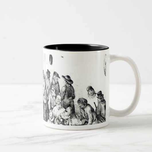 パリ1840年の公共の暖まる部屋 ツートーンマグカップ (右)