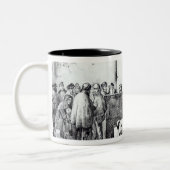 パリ1840年の公共の暖まる部屋 ツートーンマグカップ (左)