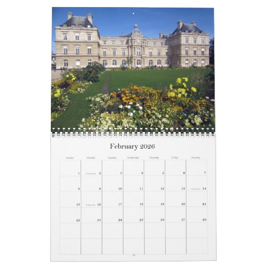 パリ2026 カレンダー (2月 2026)