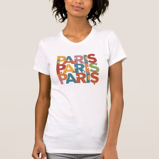 パリ:アートフルパズルタイポグラフィ1 Tシャツ (正面)