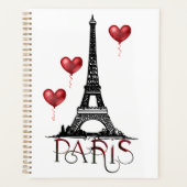 パリ、エッフェルタワーと赤いハートバルーン プランナー手帳 (正面)