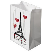 パリ、エッフェルタワーと赤いハートバルーン ミディアムペーパーバッグ (裏面アングル)