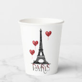パリ、エッフェルタワーと赤いハートバルーン 紙コップ (裏面)