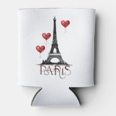 パリ、エッフェルタワーと赤いハートバルーン 缶クーラー (正面)