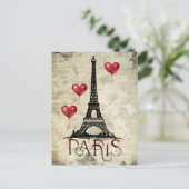 パリ、エッフェルタワーと赤い風船のパレード ポストカード (スタンド正面)