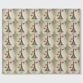 パリ、エッフェルタワーと赤い風船のパレード ラッピングペーパー (フラット)