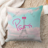 パリ、エッフェルタワーボンジュールフランスのモダン クッション (ブランケット)