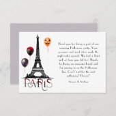 パリ、エッフェルタワー、ハロウィーン風船ゴシック サンキューカード (正面/裏面)