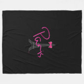 パリ、エッフェルタワー（ピンクボウブラック） フリースブランケット (正面(横))