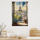 パリ、エッフェルタワー、ルーヴル美術館のポスター ポスター (キッチン)