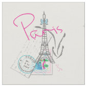 パリ、エッフェルタワー、手紙、切手， ファブリック (クローズアップ)