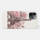 パリ エッフェル塔とピンクのバラ Case-Mate iPhoneケース (裏面(横))
