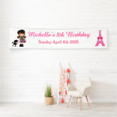 パリ エッフェル塔の黒髪の女の子 横断幕 (インサイチュ)