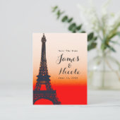 パリ エッフェル塔 オレンジ色の夕日 セーブ・ザ・デート 案内ポストカード (スタンド正面)