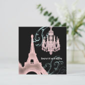 パリ エッフェル塔 シャンデリア ヴィンテージ ウェディング 招待状 (スタンド正面)