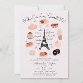 パリ エッフェル塔 スイーツ ピンク ブラッシュ スイート16 招待状 (正面)