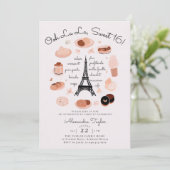 パリ エッフェル塔 スイーツ ピンク ブラッシュ スイート16 招待状 (スタンド正面)