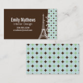 パリ; エッフェル塔; セージグリーン及びブラウン 名刺 (正面/裏面)