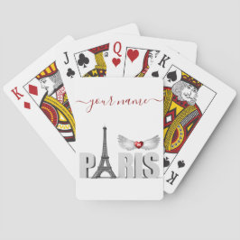 パリ エッフェル塔 ハート エンジェル ウイング あなたの名 トランプ