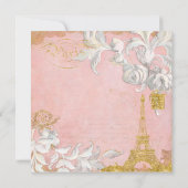 パリ エッフェル塔 ピンクとゴールドのエレガントなブライダルティーパーティー 招待状 (裏面)