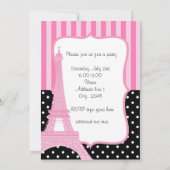 パリ エッフェル塔 フレンチドット ピンク ご招待 招待状 (裏面)