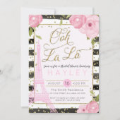 パリ エッフェル塔 ブラックゴールド ブライダルシャワー 招待状 (正面)