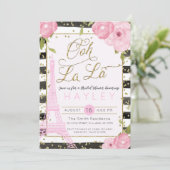 パリ エッフェル塔 ブラックゴールド ブライダルシャワー 招待状 (スタンド正面)