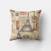 パリ エッフェル塔 レトロ ヴィンテージ クッション (裏面)